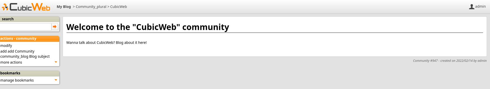the custom primary view for our community entity type