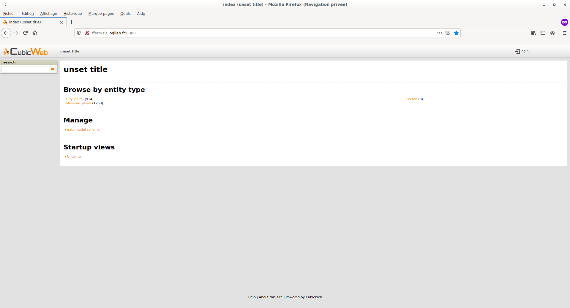 A CubicWeb instance with several cities and museums.